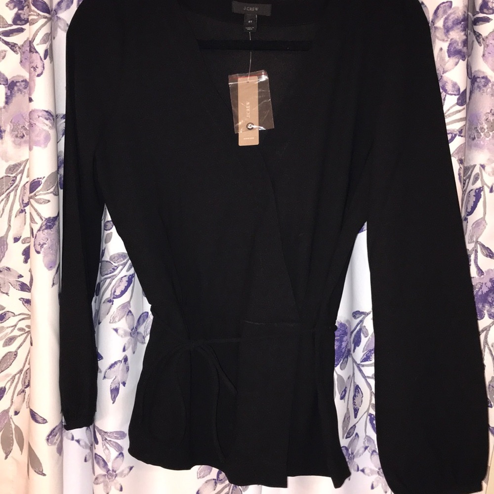 NWT J Crew tall drapey crepe faux-wrap top T6